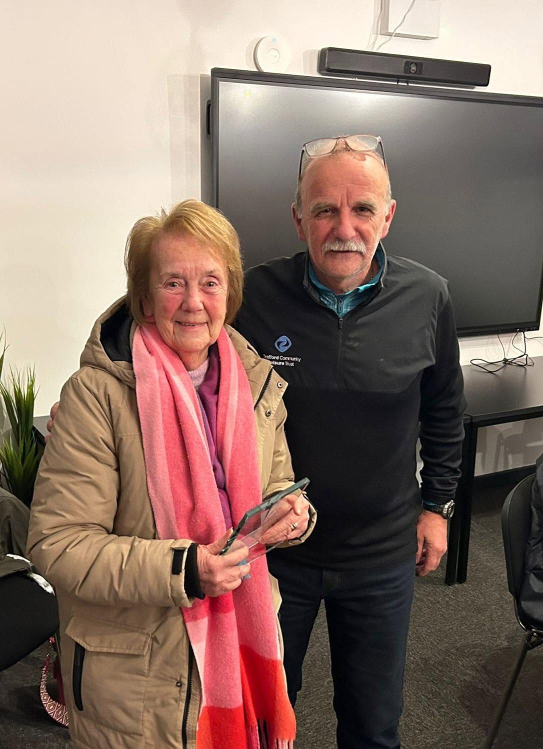 Marilyn Burke receiving the Posthumous Award of Honour on behalf of Reg Burke who is no longer with us.